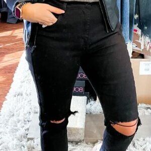 Ms Cello High Rise Distressed Curvy Skinny Jean